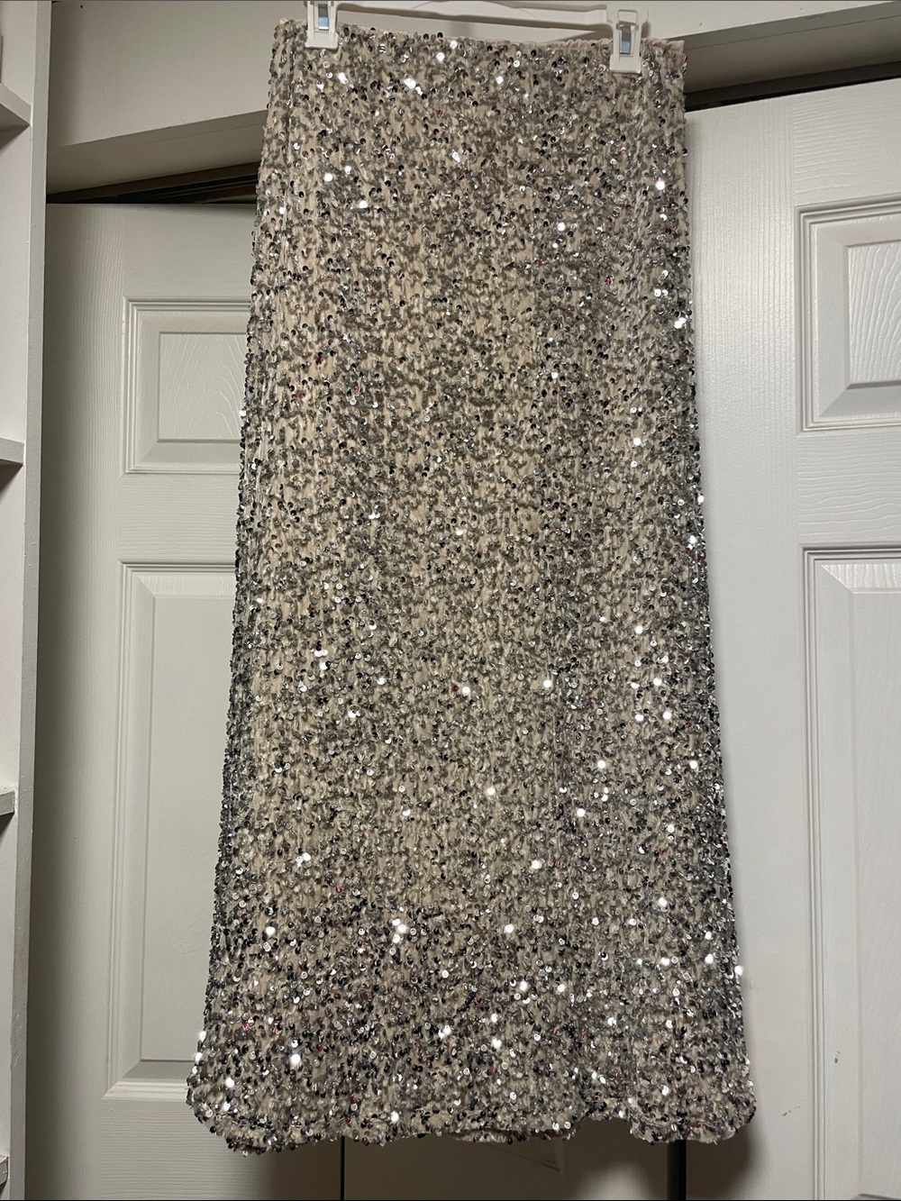 Old Navy Silver Sequin Maxi Skirt